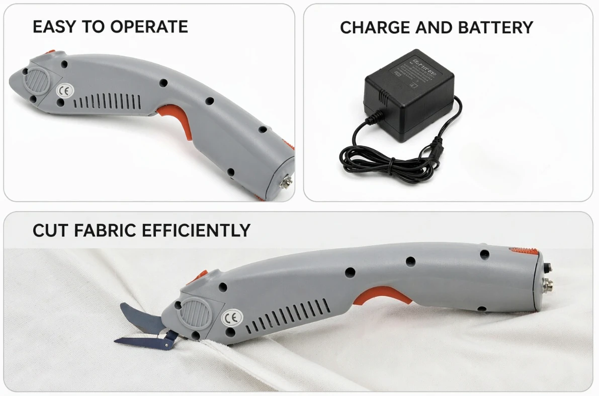 Electric Fabric Scissors Handheld Cloth Cutter Portable Cordless Cutting Machine Rechargeable Tailor Sewing Shears Trimmer Tool