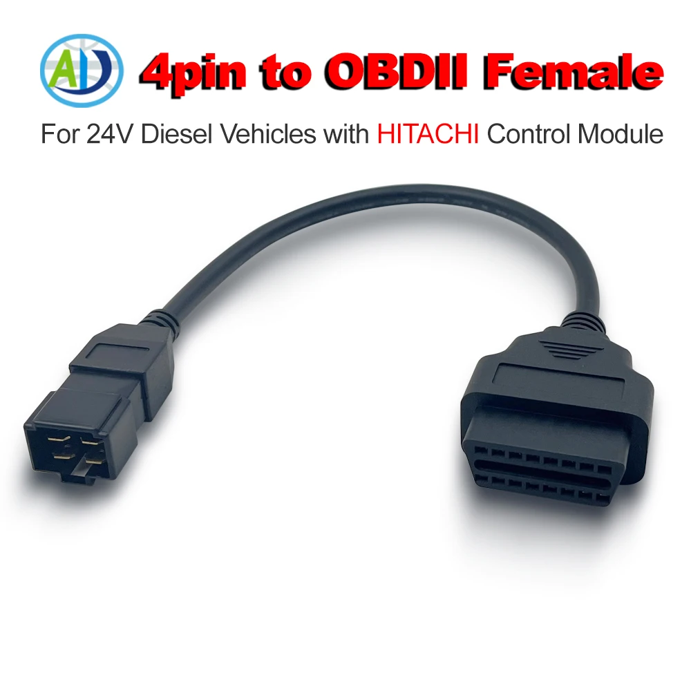 

Диагностический адаптер OBD2 для дизельных транспортных средств HITACHI, 24 В, 16-контактный на 4-контактный диагностический соединительный кабель OBDII
