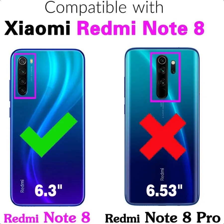 حافظة هاتف Asuwish لهاتف Xiaomi Redmi Note 8 مع غطاء واقي شاشة من الزجاج المقسى وحامل حلقي وحامل حماية هجين نحيف