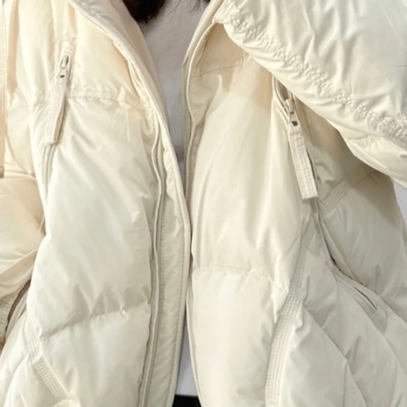 Women's Winter Top Coat Down Jacket White Duck Down Hooded Short Warm Thicken Simple Design Fashion New Niche Versatile Skinny