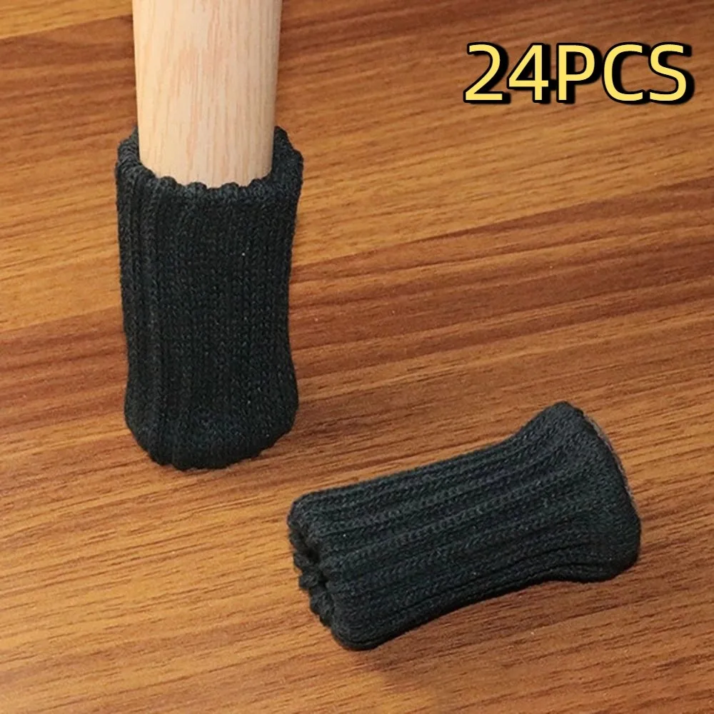 

24Pcs Adorable Silent Knitted Furniture Legs Sock Anti-Slip Felt Base Chair Leg Cover Thickened Universal Floor Protector Winter