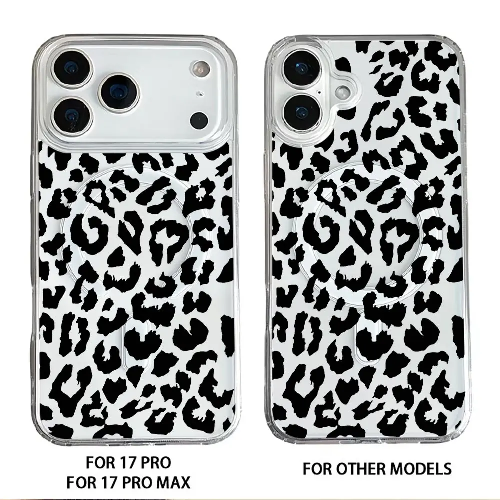 Black Leopard Print For Magsafe wallet Magnetic Card holder Phone Case For iPhone 17 16 13 16 15 12 14 Pro Max 16 14 Plus Cover view 6