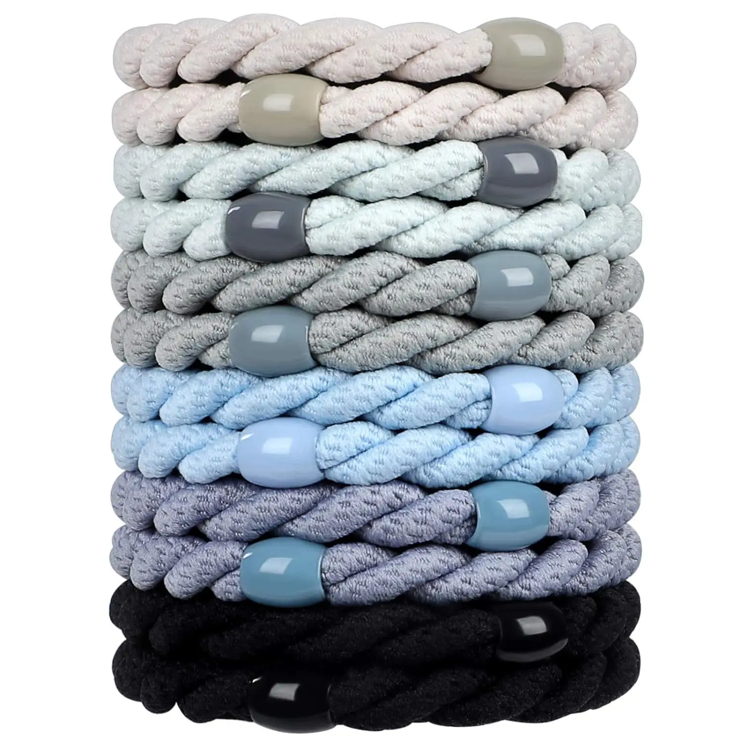12 Stück elastische Armbänder ohne Schäden, niedliche Haargummibänder, Baumwollbänder, weiche gewebte Pferdeschwanzhalter für Mädchen und Frauen, Accessoires – Detail 3