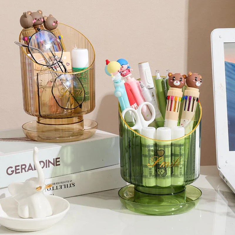 Makeup Brush Storage Box Desktop Round Eyebrow Pencil Lipstick Holder Makeup Organizer Cosmetics Container Brush