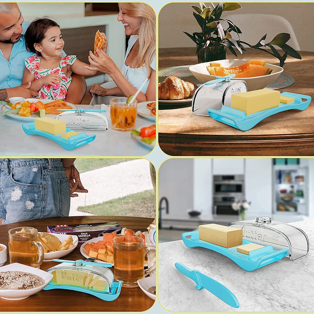 Contenitore creativo per burro in plastica con coperchio, coltelli, bilancia, cucina a bassa temperatura, formaggio, torta, snack, frigoriferi, scatola di conservazione della freschezza