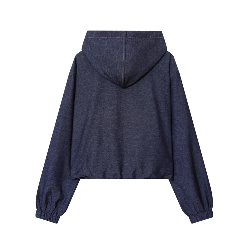 

KEYANKETAN Autumn New Women's Long Sleeved Hooded Zipper Pilot Jacket Women Side Pocket Short Coat