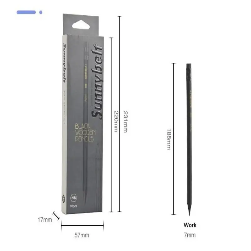 10-piece Black Wooden Pencils, HB Hexagonal Lead, Optional Writing Tools Pack. Durable For Writing During Exams view 4