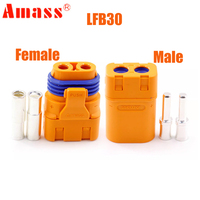 Original Amass LFB30-F/M Waterproof Copper Silver Plated Wire Crimp Battery DC Crown Spring Plug