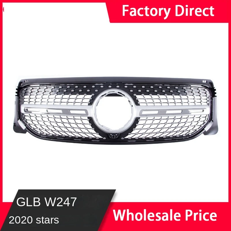 XVIP Chrome Silver Diamonds Style Upper Grille For Mercedes Benz GLB-Class X247 GLB250 GLB200 2020-2023 GTR Style Bumper Grilles