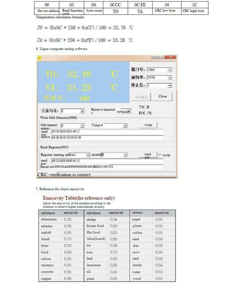 GY Modbus BCC/BCI RS485 berührungsloses Infrarot-Temperaturmessmodul mit Modbus-Ausgang – Detail 4