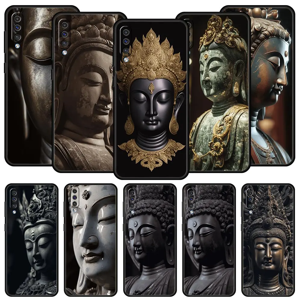 Phone Case For Samsung A56 A36 A26 A24 A12 A14 A16 A50 A70 A22 A32 A34 A54 A42 A52 5G A06 Cover Buddha Stone Statue