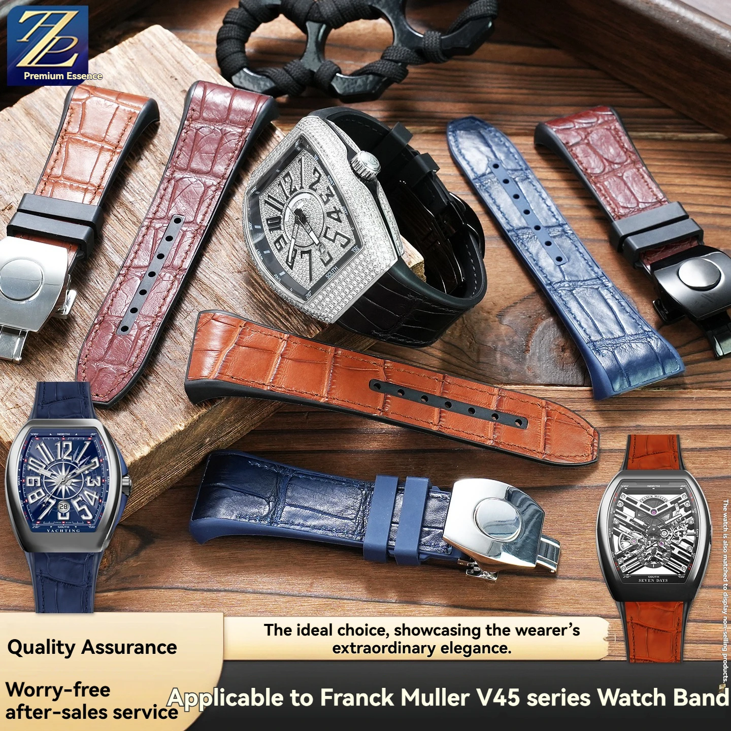 For Franck Muller V45 genuine leather watch strap Franck Muller V45 yacht series FKM fluororubber watch chain custom accessories