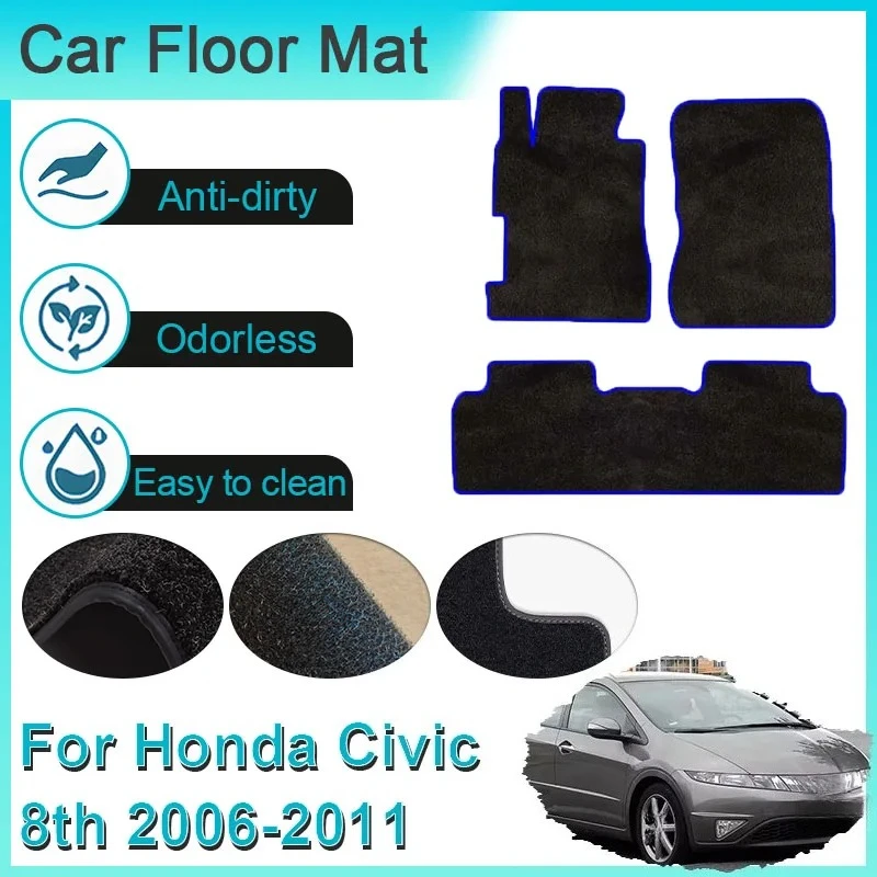 For Honda Civic 8th Gen FA FD 2006~2011 2010 2008 2009 Car Floor Mats Rugs Panel Footpads Carpet Cover Pad Foot Auto Accessories