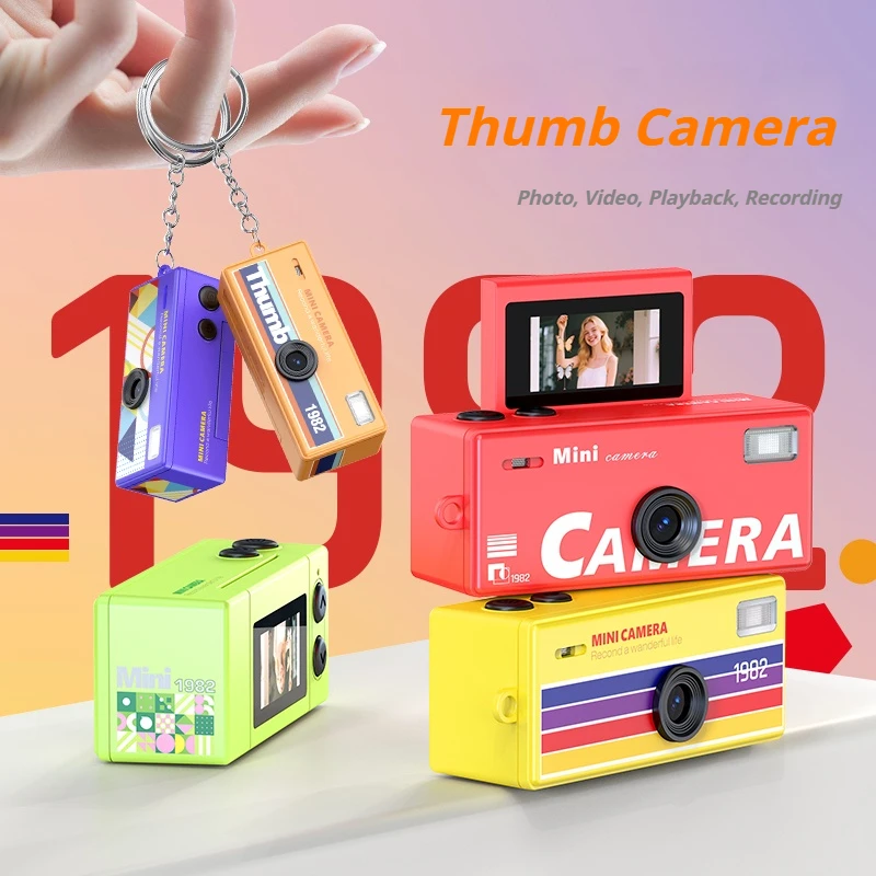 Retro 1982 Thumb Camera Mini Keychain Backpack Portable Flip The