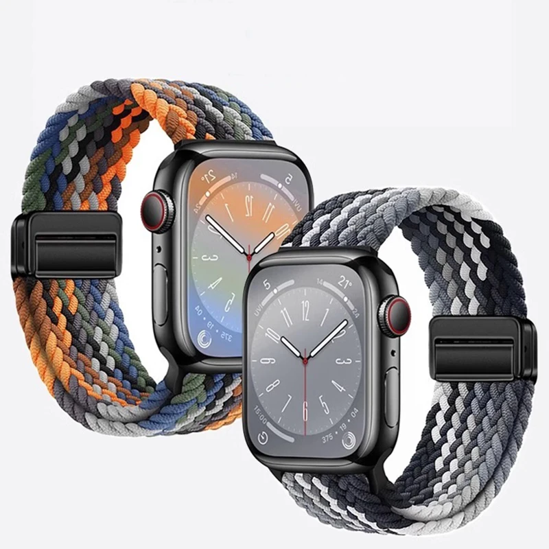 

Braided Strap For Apple Watch band 40mm 44mm 42/46mm 49mm 45mm 38/41mm Magnetic buckle Bracelet Series 10 SE 9 8 7 6 5 4 Ultra 2