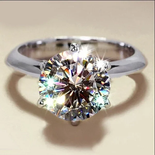 NewHot Selling Simulation Carat Six Claw Zircon Ring, European and American Zircon Wedding Gift