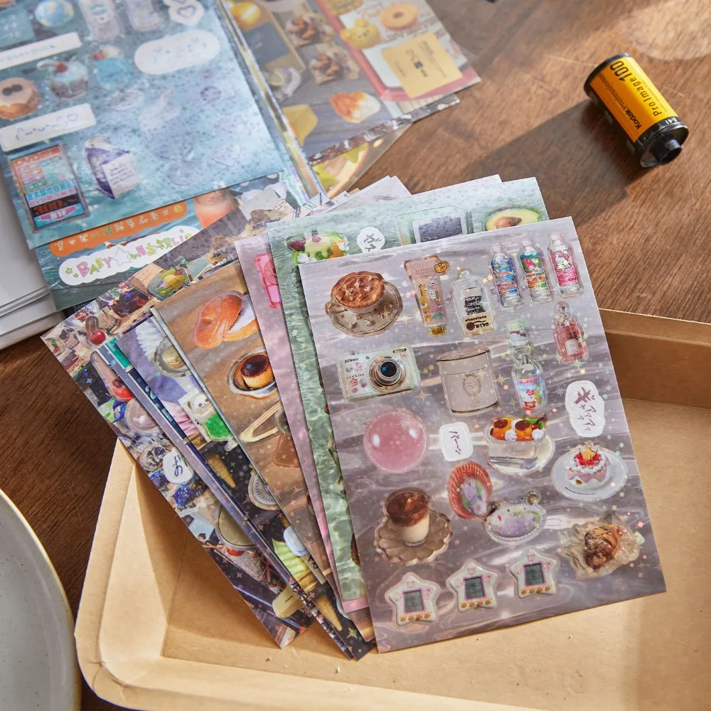 

45PCS MINKYS Decorative Stickers Book Shining Falling Dream Series Memo Pads Material Stickers Kpop Journal