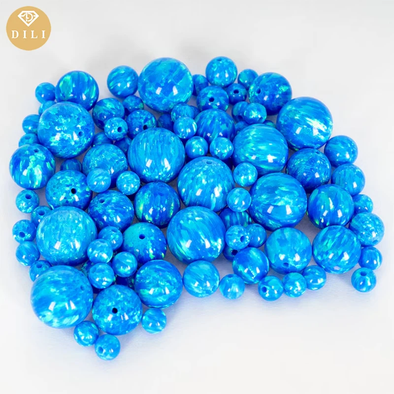 20pcs/Lot 2-10mm Full Hole/Half Hole/Without Hole Ball Shape Synthetic OP05 Blue Opal Beads