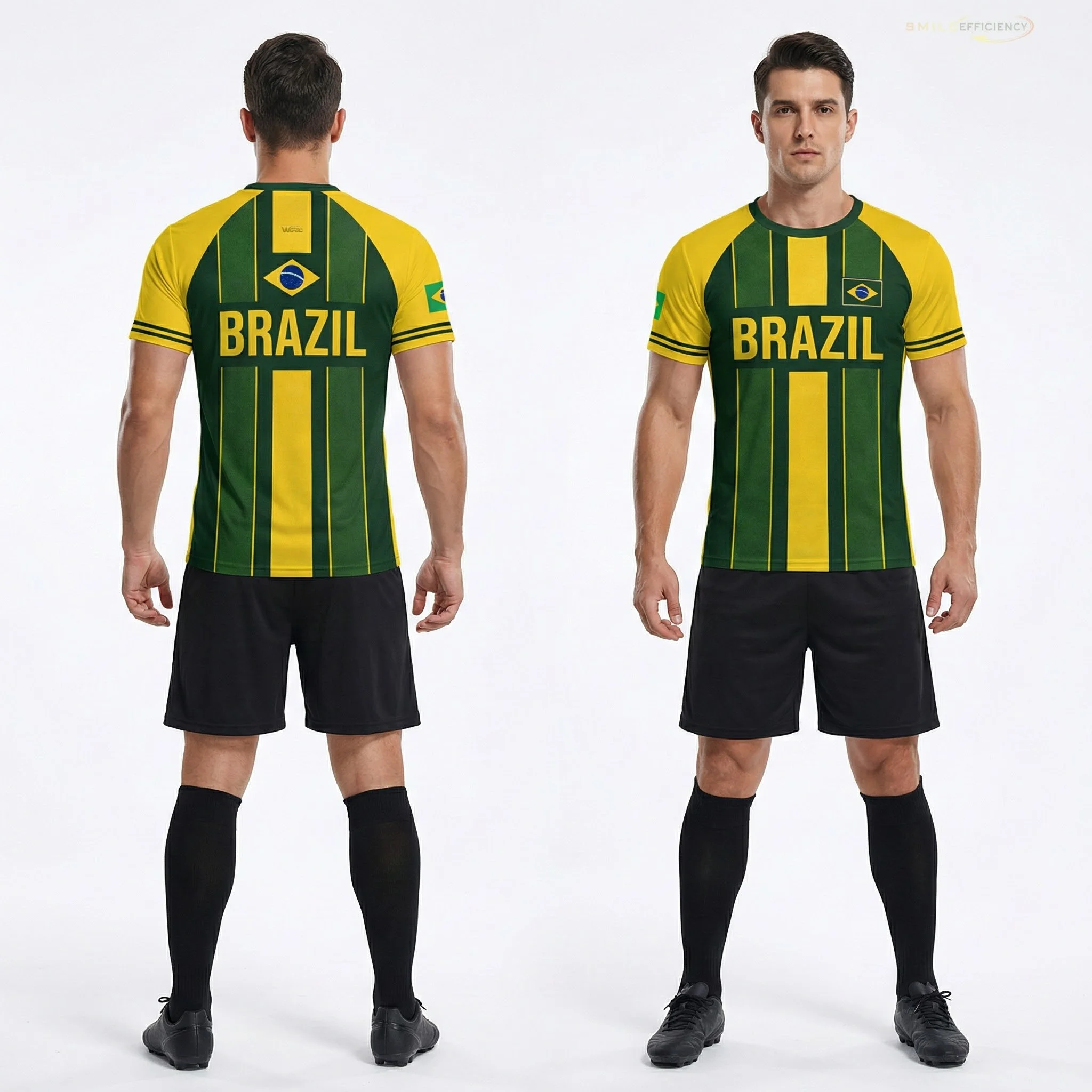 Brazilian Style Printed Football T-shirts Men's And Women's Sports Quick-drying Jersey Brazil Flag Graphic Short-sleeved Tees
