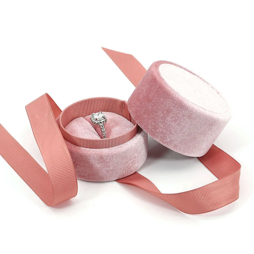 

Packaging Round Bowknot Necklace Velvet Engagement Ring Jewelry Box Jewelry Display Displays Box Fashion Accessories