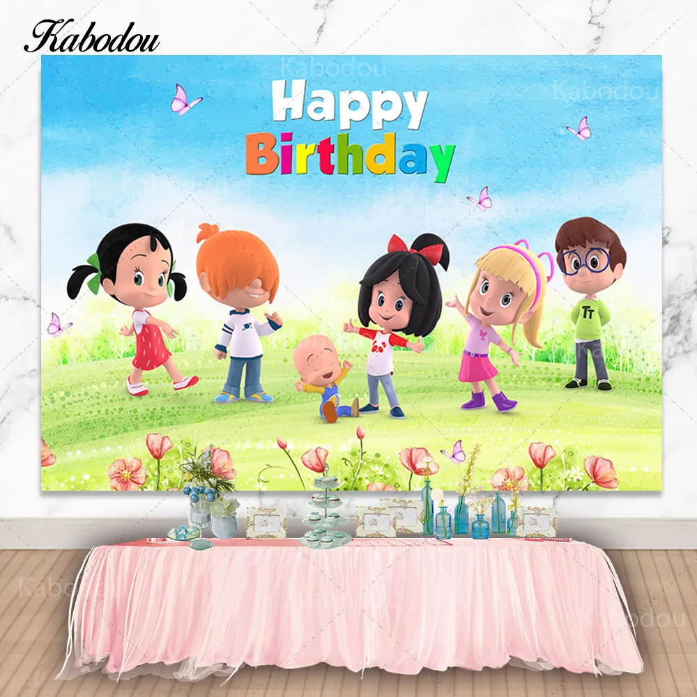 

Kabodou Cleo And Cuquin Photography Backdrop 1st 2nd Happy Birthday Photo Background For Kids Decorations Vinyl Banner Cartoon