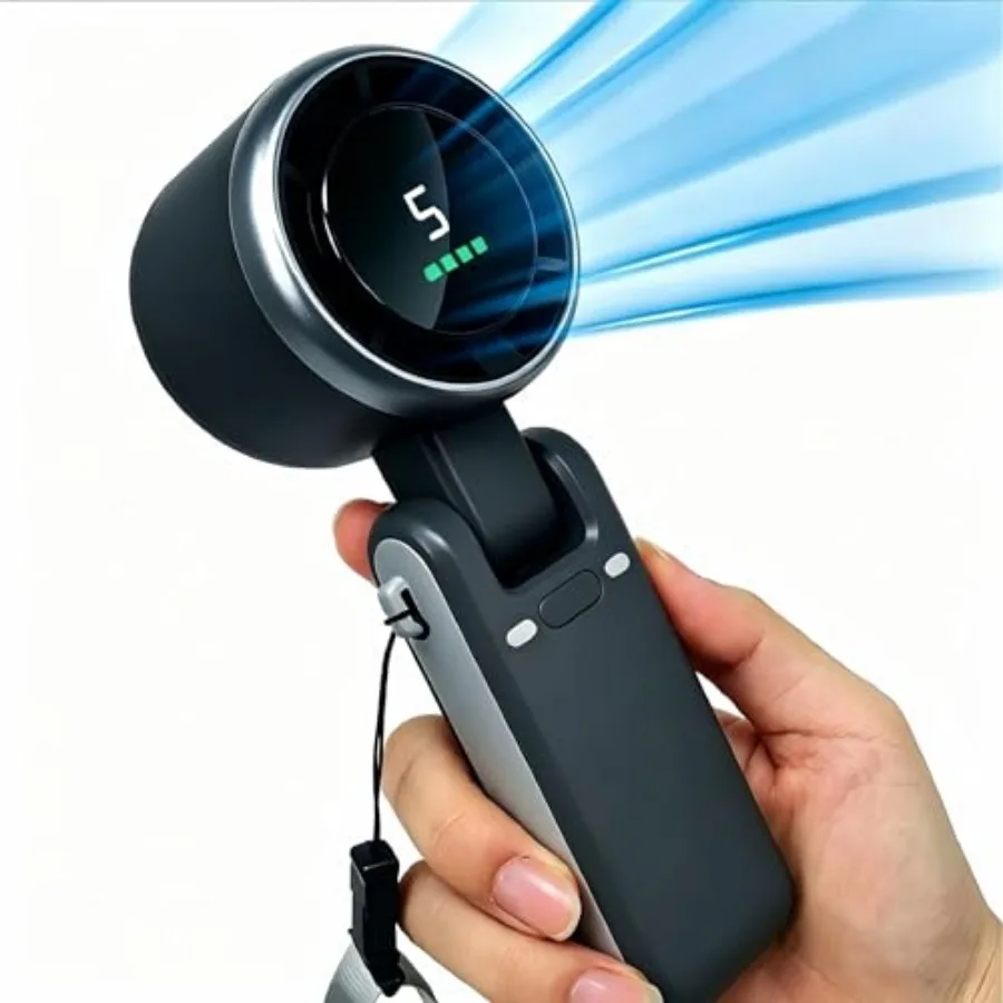 

Portable Handheld Fan, 5-Gear Wind Speed, 13660 RPM, 180 ° Foldable Turbine Fan, USB Charging, 5000mAh Battery PoweredCan Be Us