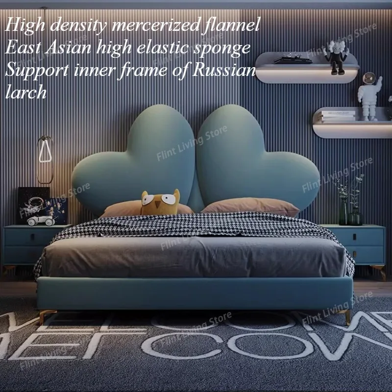 queen size Creative Fabric Bed Simple Cartoon Design Bed Soft Edge Design fancy frame bedside table home furniture accessories