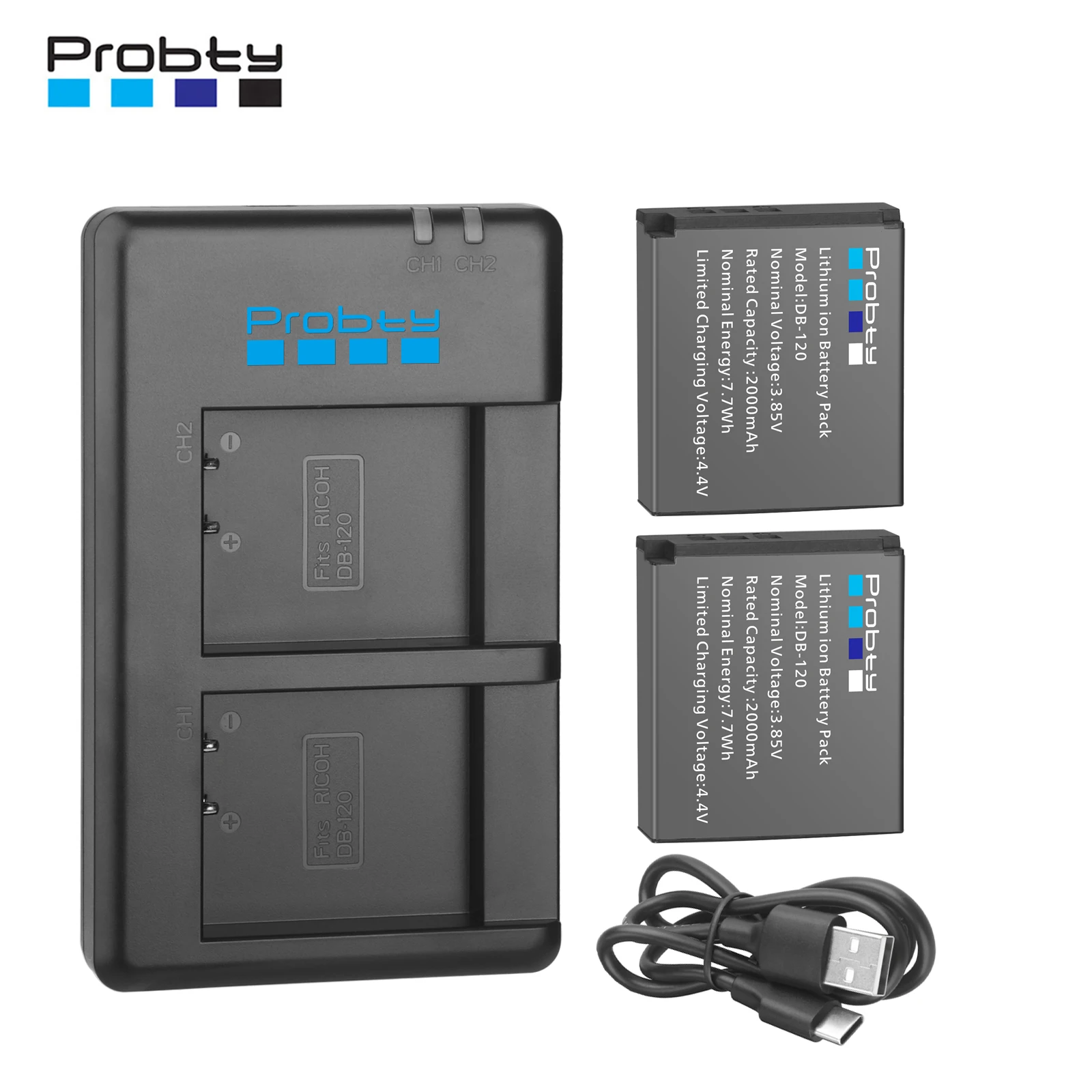 DB-120 Battery 2000mAh for Ricoh GRIV GR IV Ricoh GR4 Battery Ricoh BJ-12 DB-120 Charger with Charging Cable