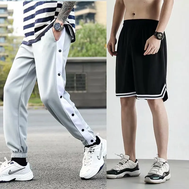 

Баскетбольный игровой костюм Qui Release, боковые брюки на молнии, комплект тренировочного оборудования, молодежный повседневный свободный крой, длинные брюки