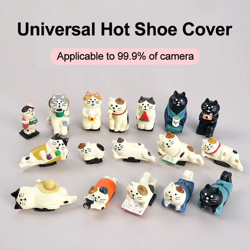Hot Shoe Cover Camera Universal Cold Shoe Cap Dustproof 3D Cartoon Cat DSLR Mirrorless Camera for Sony Canon R50 Nikon Fujifilm
