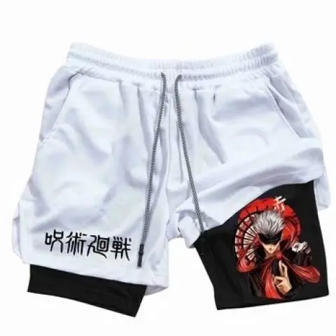 

Jujutsu Kaisen Gojo Satoru Anime Men's Summer Shorts Japanese Streetwear Fashion Casual Two-layer Design Breathable Cotton Loose