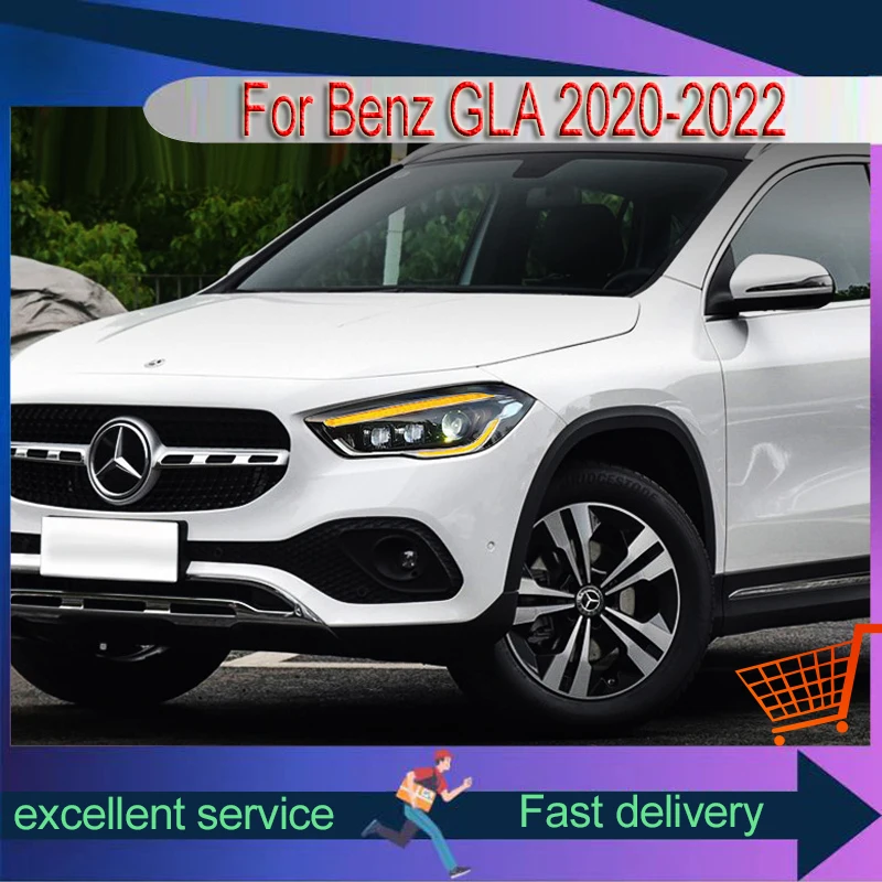 A Pair of Headlights For Mercedes Benz 2020-2022 GLA Front Light DRL Head Lamp Supplies LED Configure Daylight Car Accessories