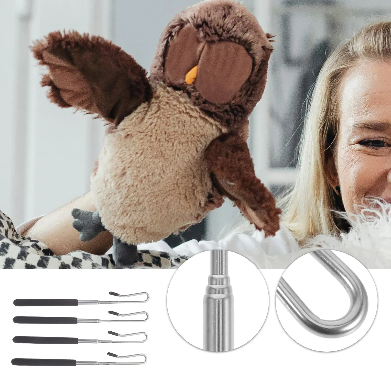 4pcs Metal Adjustable Control Rods 20-55Cm Telescopic Hand Puppet Accessories For Stage Performance Puppet Handling Tools