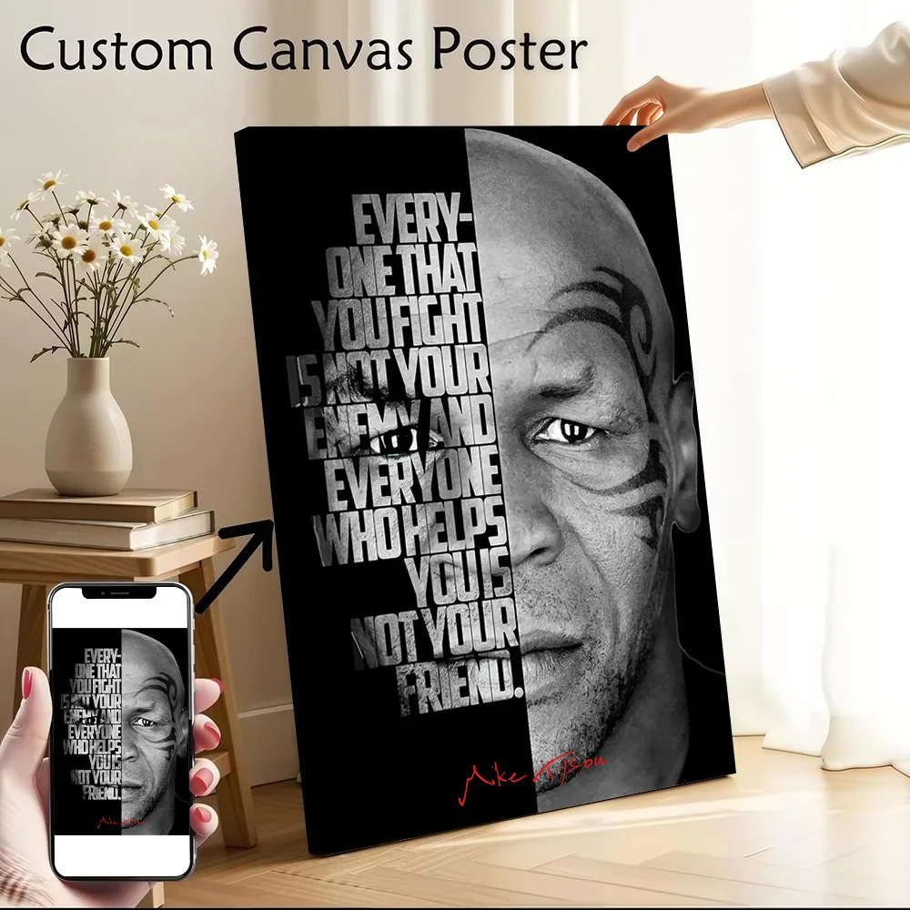 Mike Tyson Printed Canvas Wall Art Customizable Paintings Poster Perfect Gift for Room Ornaments Home Decor Items Bedroom Mural