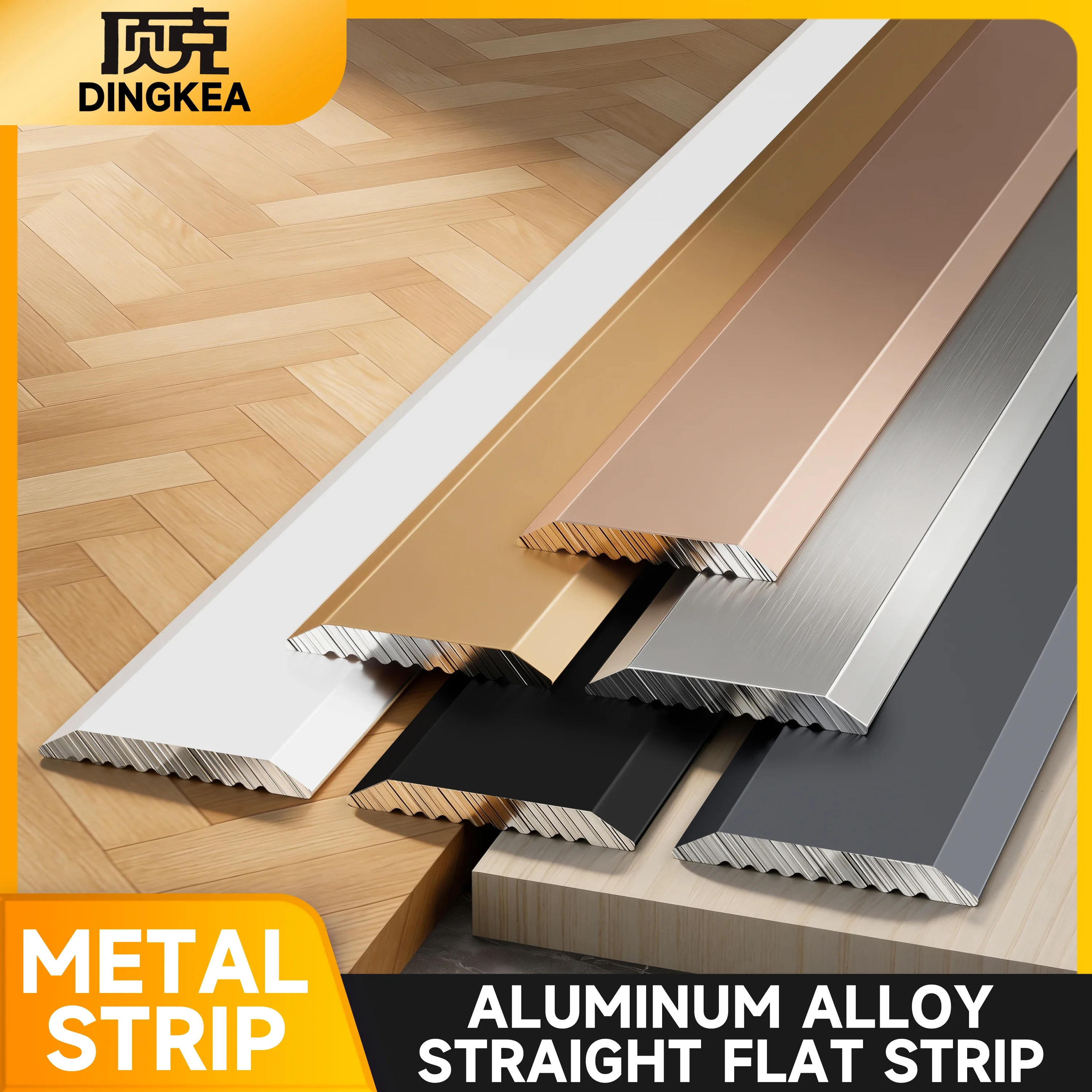 Aluminum Flat Edge Trim 20mm 50cm 6pcs Wall Decorative Strip Wall Ceiling Edge Trim Molding Background Lines 5 Colors Metal Tira