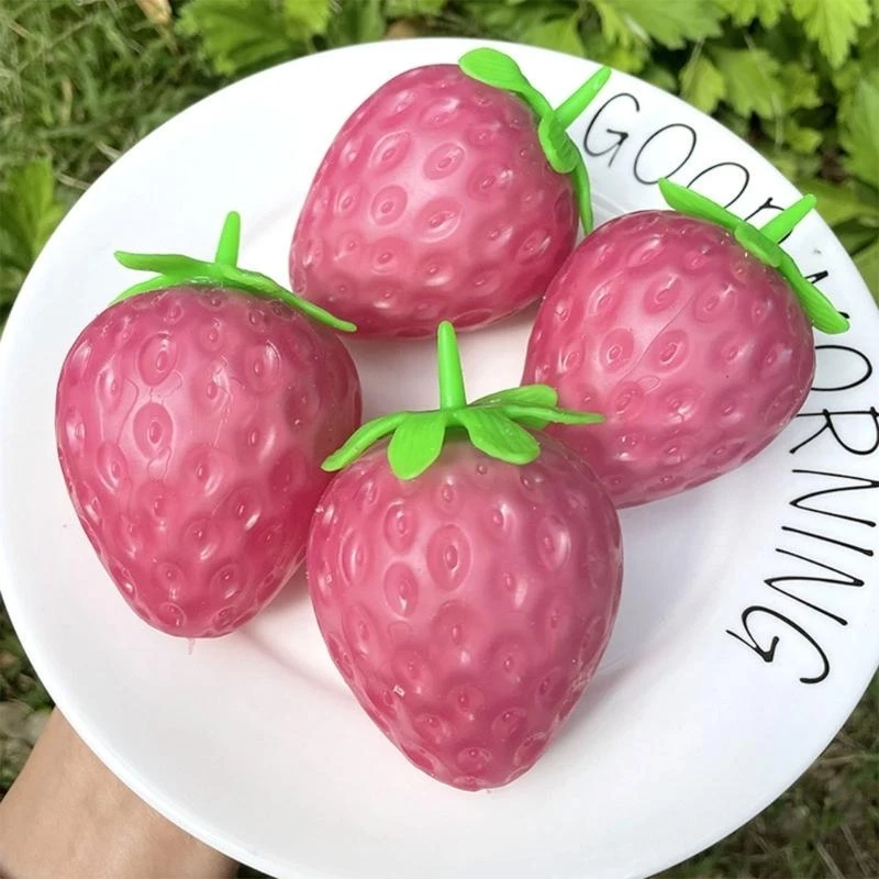 Brinquedo apertar morango realista brinquedo ascensão lenta escritório brinquedo frutas 15UB