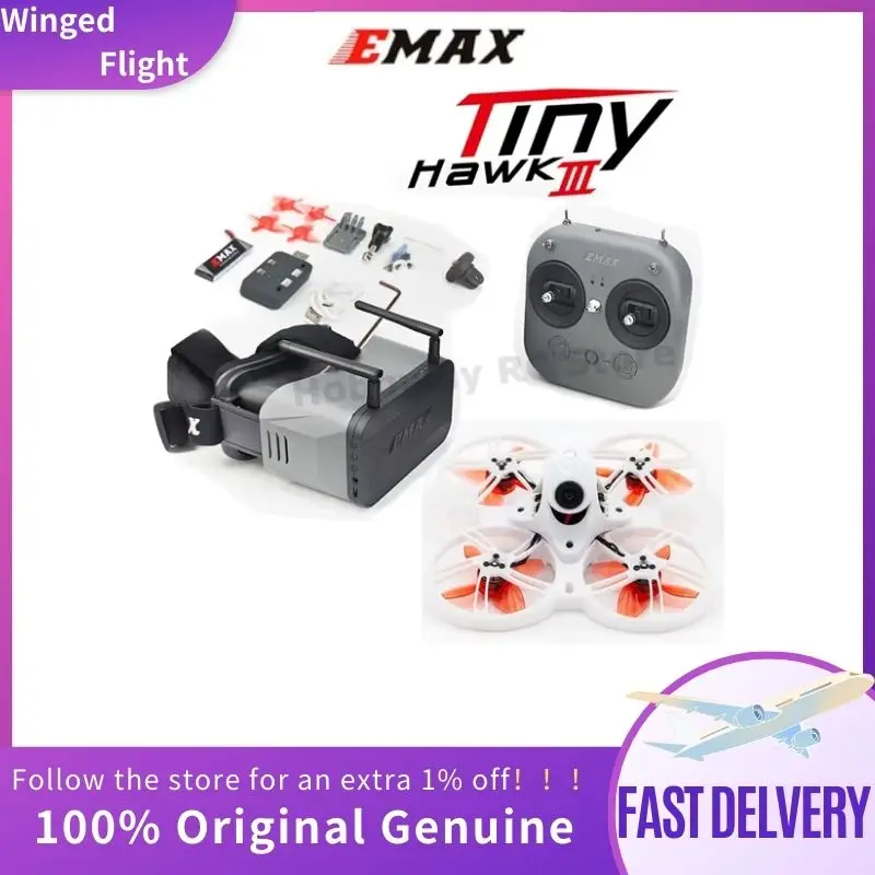 Emax Tinyhawk III RTF Kit 3 FPV Racing Drone F4 15000KV RunCam Nano 4 25-100-200mW VTX 1-2S FrSky D8 w/ Controller or Goggles