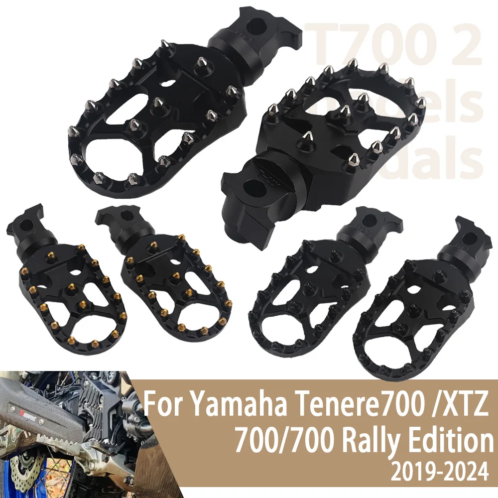 

For Yamaha Tenere 700 XTZ 700 2019-2024 TENERE700 Rally Edition Enlarged Footpegs Motorcycle Black Footrests Front Foot Pedals
