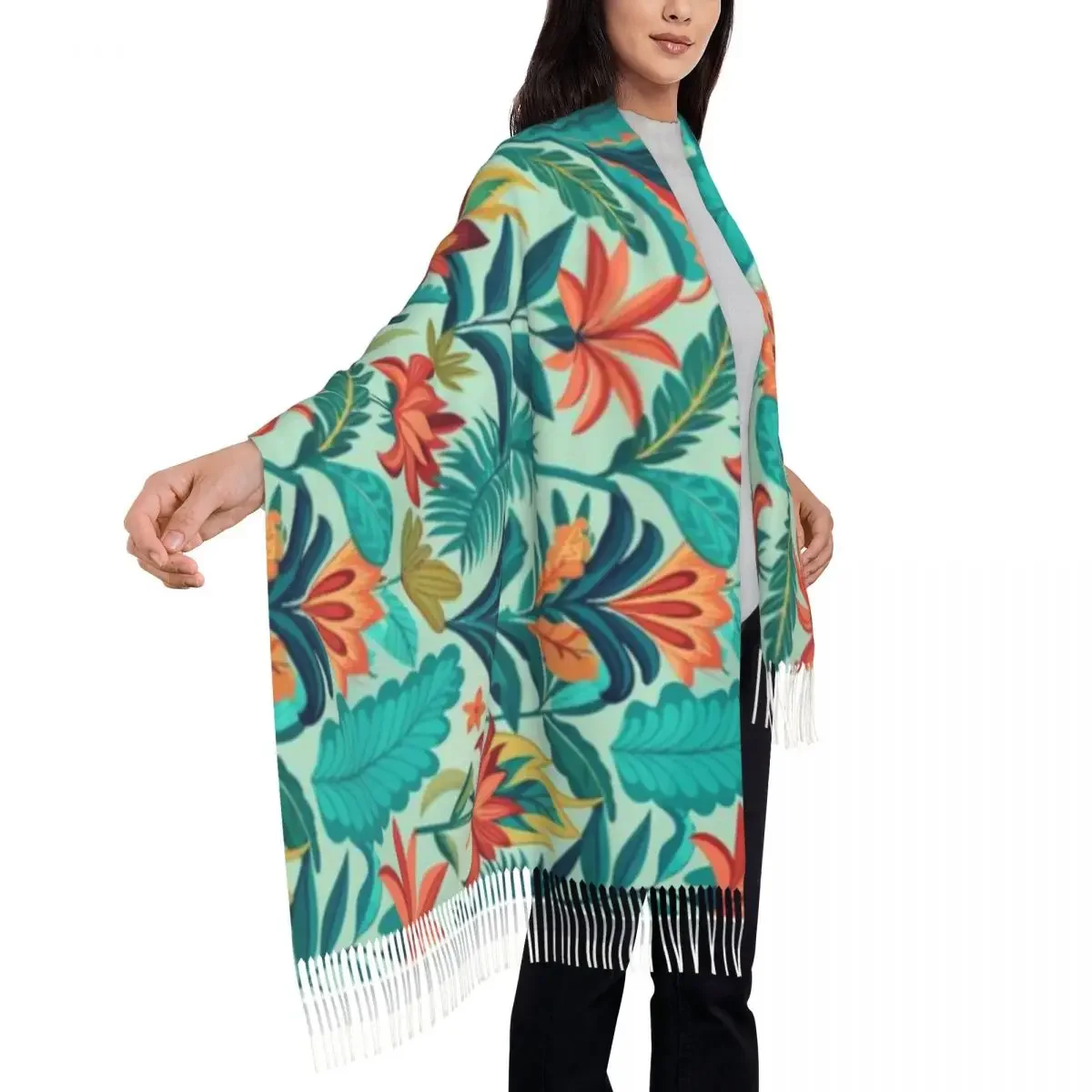 

Сюрреалистическая шаль с растениями Шарф с кисточками