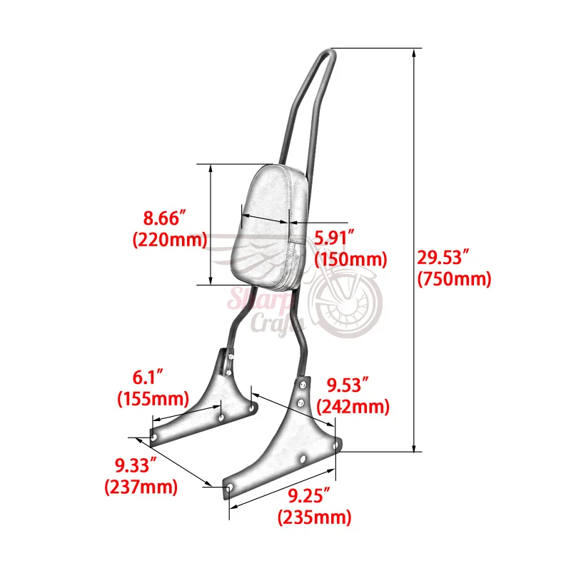 Motorcycle Detachable Passenger Backrest Sissy Bar For Harley Softail FLSTC FLSTNSE FLSTSC FLSTF FLSTN FXSTD Night Train Fat Boy