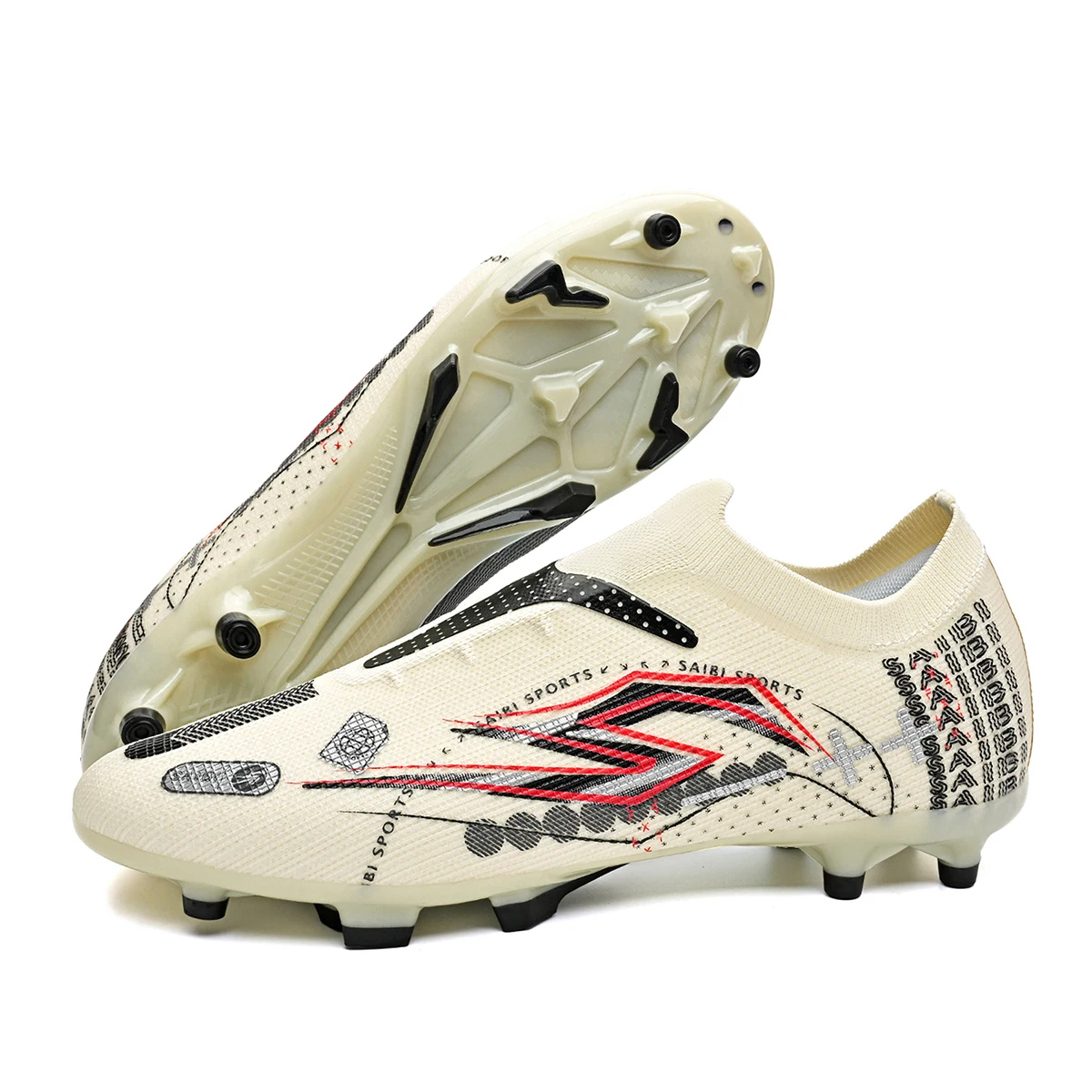 

AG FG Long Studs Soccer Shoes PU Fabric Blend Upper TPU Tough Sole Strong Grip Wear Resistant for Men Women Youth Matches