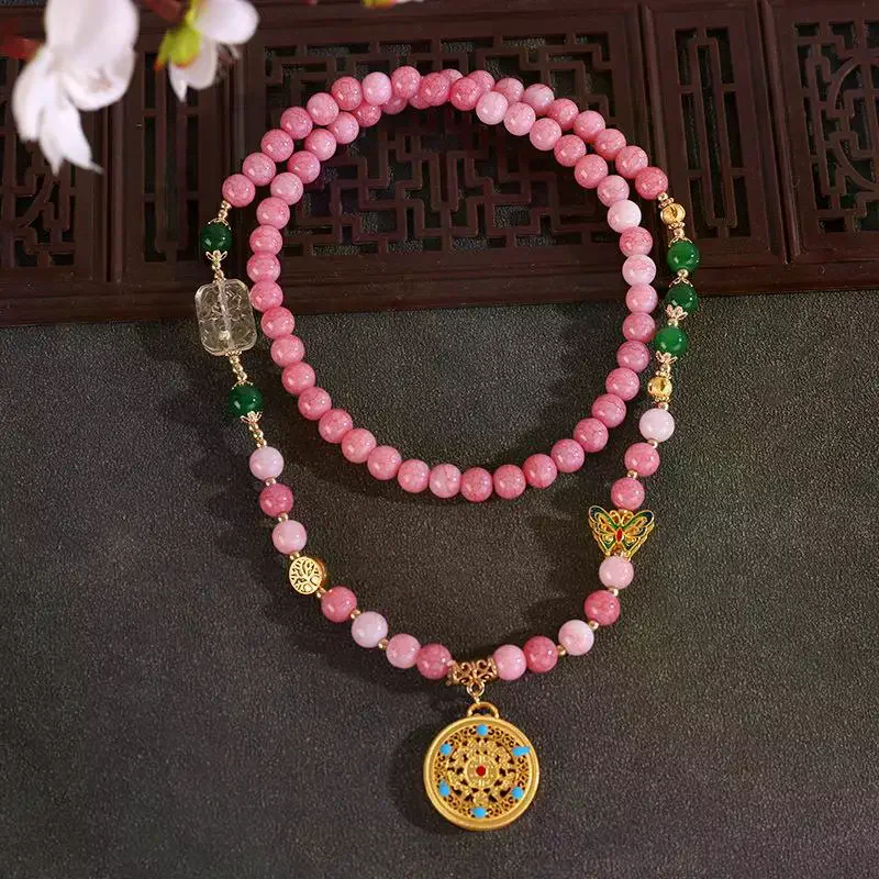 【New】Chinese Style Pearl Necklace Hanfu Accessory Zinc Alloy Hollow Carved Pendant Long Chain Necklace