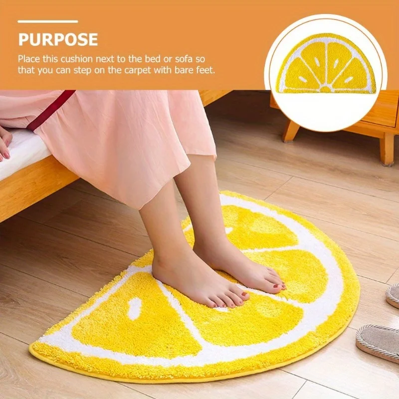 VIKAMA Fresh Lemon Style Bathroom Floor Mat, Bathroom Entrance Absorbent Mat, Shower Room Anti Slip Carpet Home Decoration