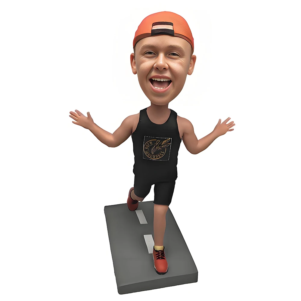 2024 Chicago Marathon Bobblehead,Customized Track Runner Figures,Male Sprinter Custom Bobble Head Running Coaches Relay Race