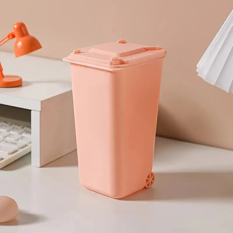 Adorable Cartoon Desktop Trash Can & Pen Holder - Compact Lided Storage for Clean, Organized Workspaces - Perfect Paper Basket f