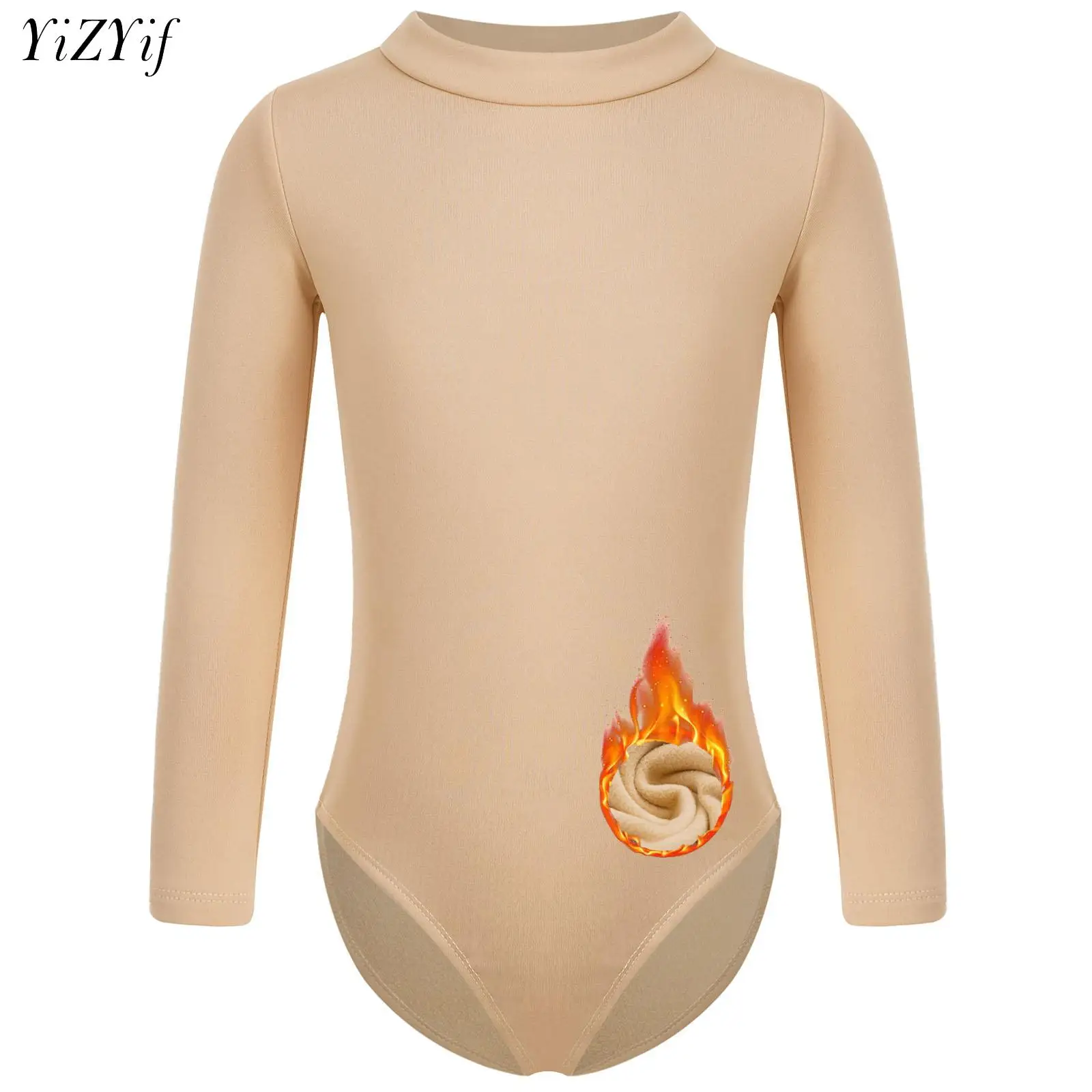 Girls Ballet Dance Fleece Lined Thermal Underwear Top Gymnastics Leotard Training Costume Dancewear Figure Skating Yoga Bodysuit