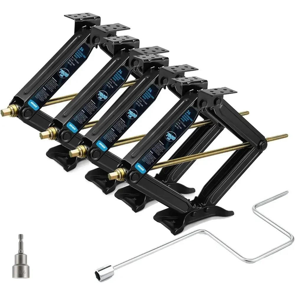 [Upgrade] 7500lbs RV Stabilizer Leveling Scissor Jacks 24" for Travel Trailer Camper, Set of 4, Heavy Duty RV Stabilizer Jacks K