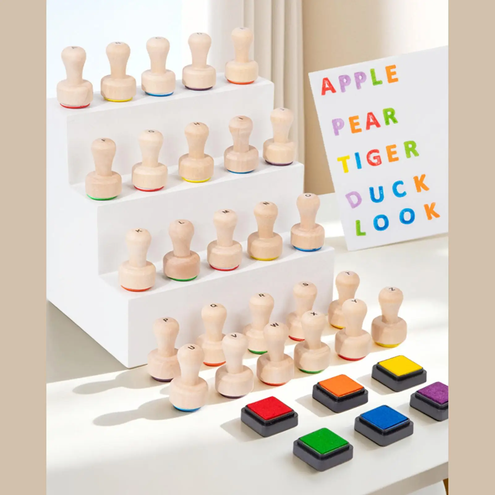 子供用レタースタンプ-アルファベットスペルインタラクティブ教育玩具-子供用レタースタンパー-デスクゲーム-男の子-女の子-就学前向け