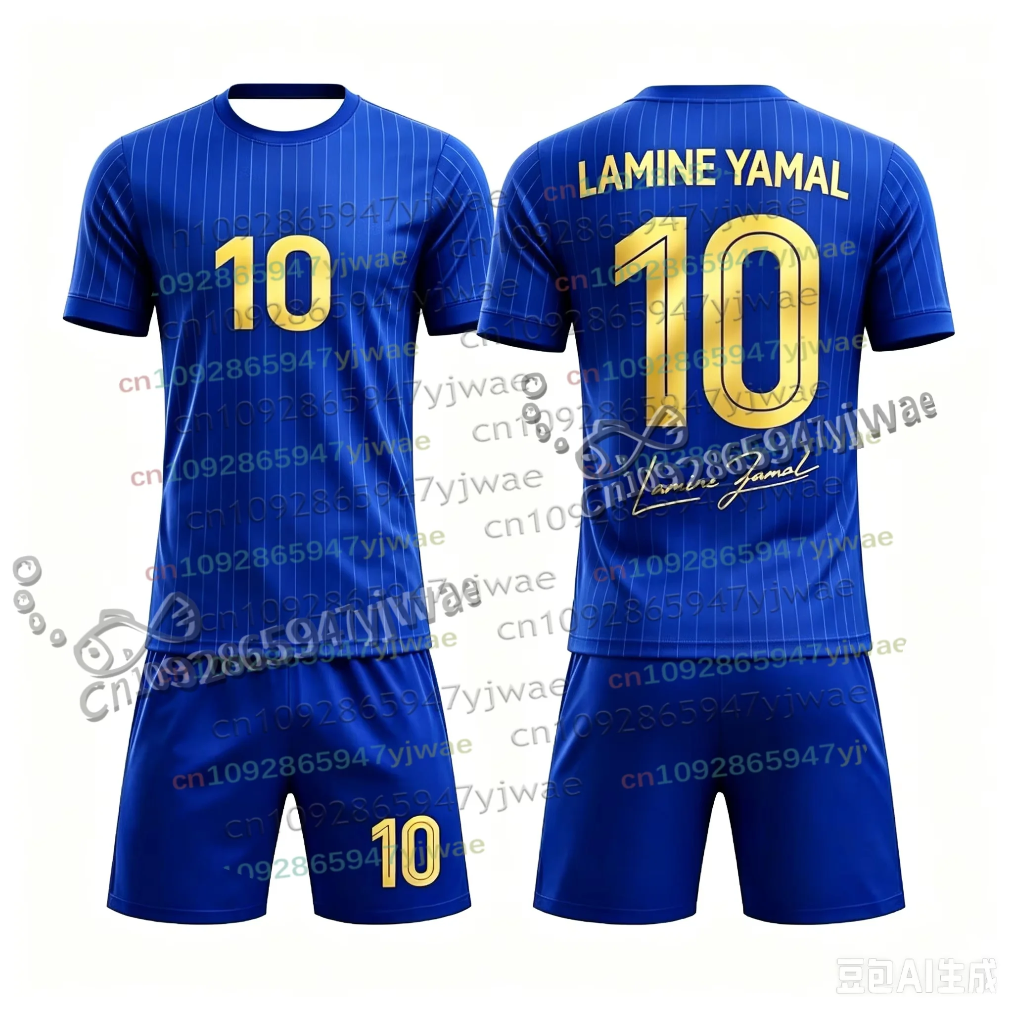 Sonderedition Yamal Nr.10 Fans Fußballtrikot 2-teiliges Set Damen Herren Sportbekleidung Sommer Atmungsaktives Freizeit-Kinder-T-Shirt-Shorts-Set – Detail 5