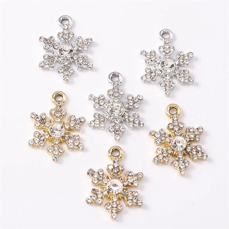 Duarte 20 Teile/los Nette Kristall Legierung Weihnachten Schneeflocken Charms Anhänger für Schmuck Machen DIY Halsketten Ohrringe Zubehör – Detail 5